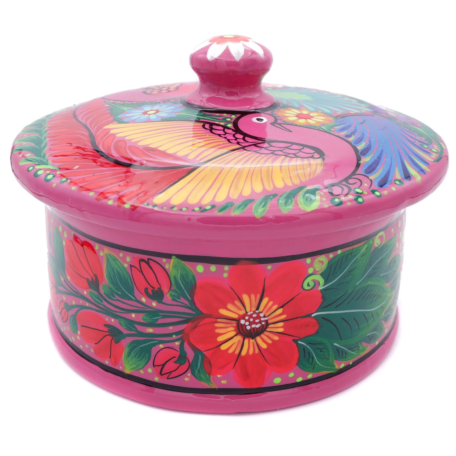 Hand-Painted Xalitla Clay Tortilla Basket - Image 11