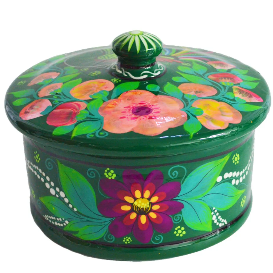 Hand-Painted Xalitla Clay Tortilla Basket - Image 14