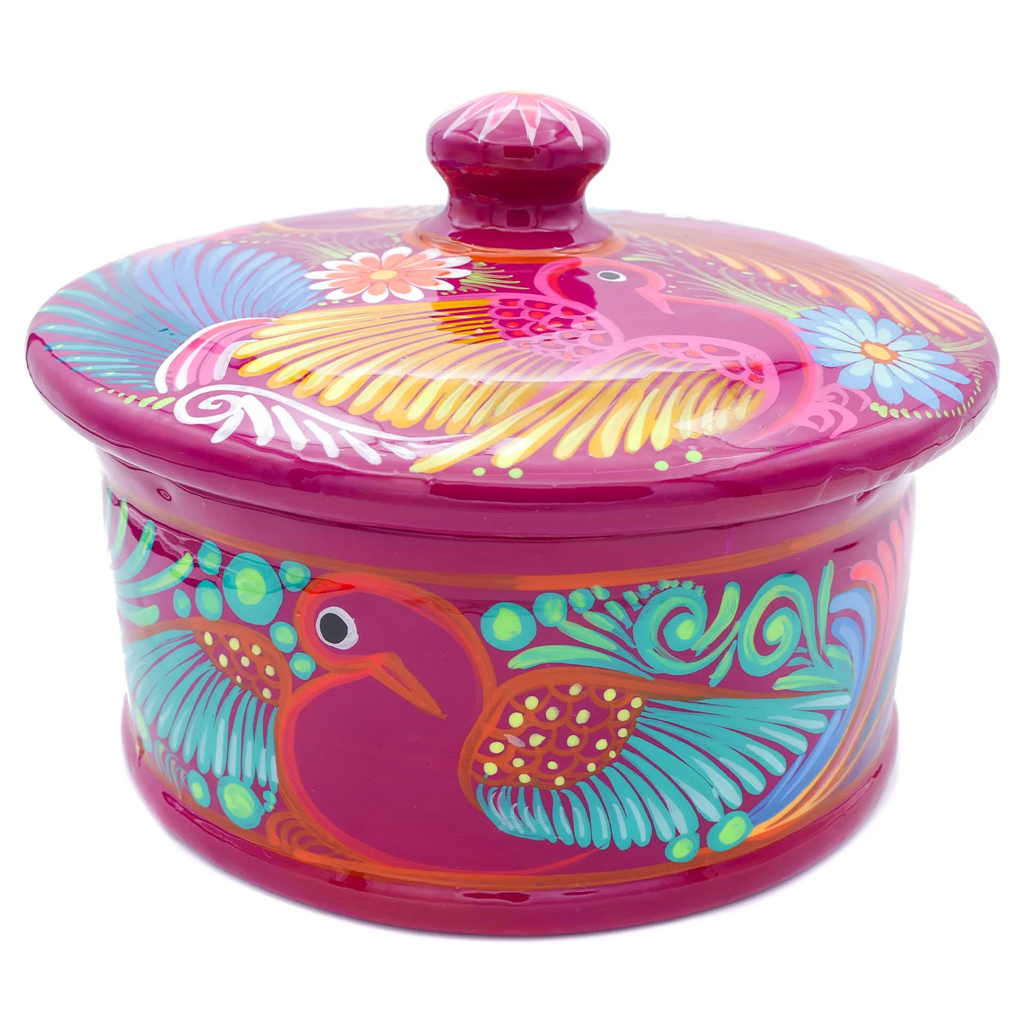 Hand-Painted Xalitla Clay Tortilla Basket - Image 3