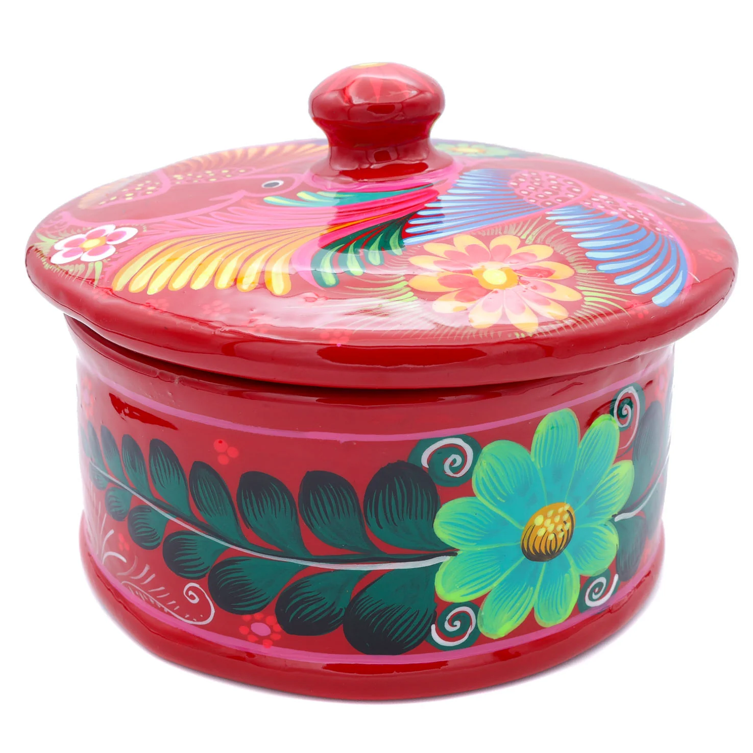 Hand-Painted Xalitla Clay Tortilla Basket - Image 4