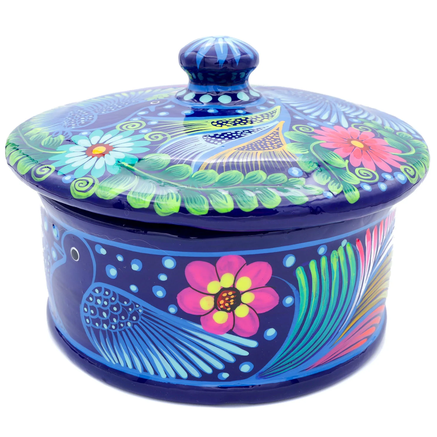 Hand-Painted Xalitla Clay Tortilla Basket - Image 6