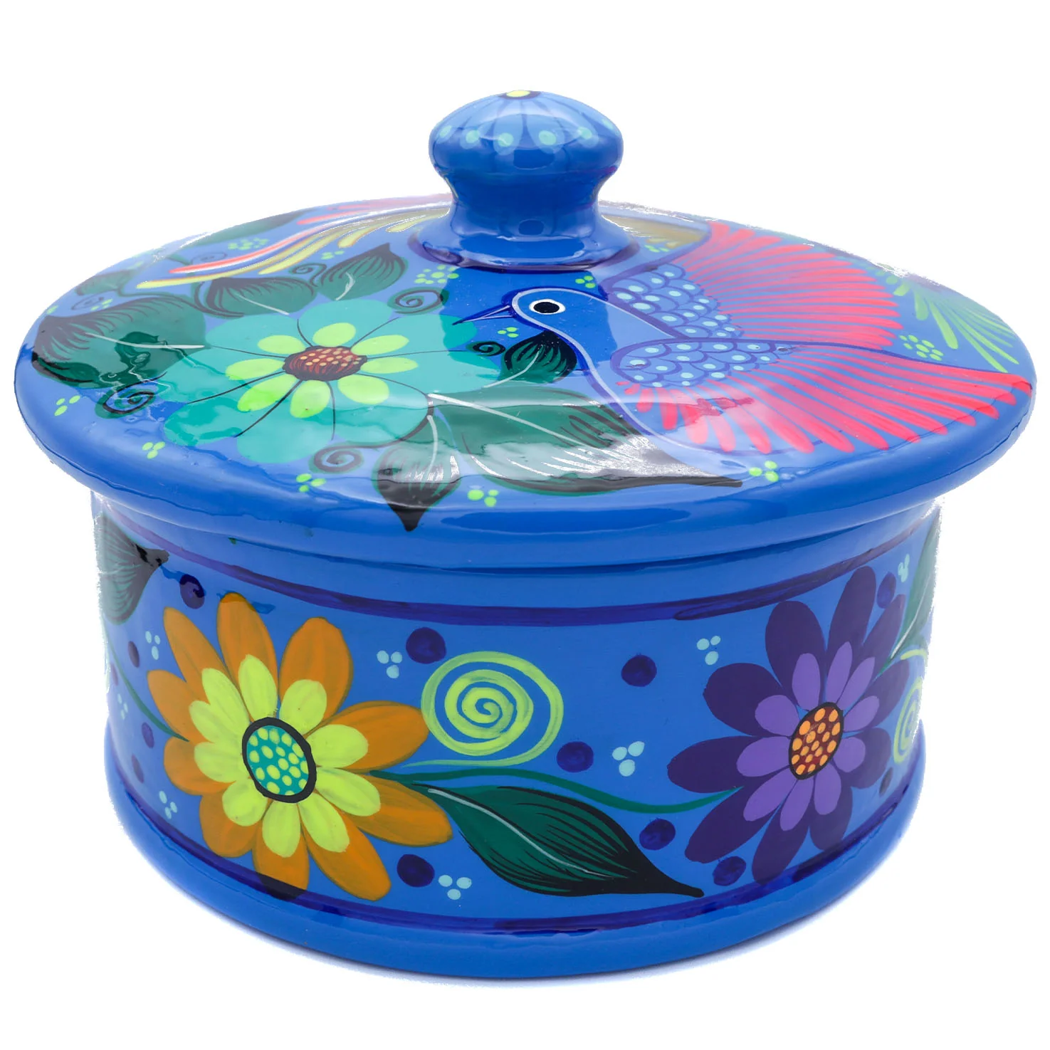 Hand-Painted Xalitla Clay Tortilla Basket - Image 7