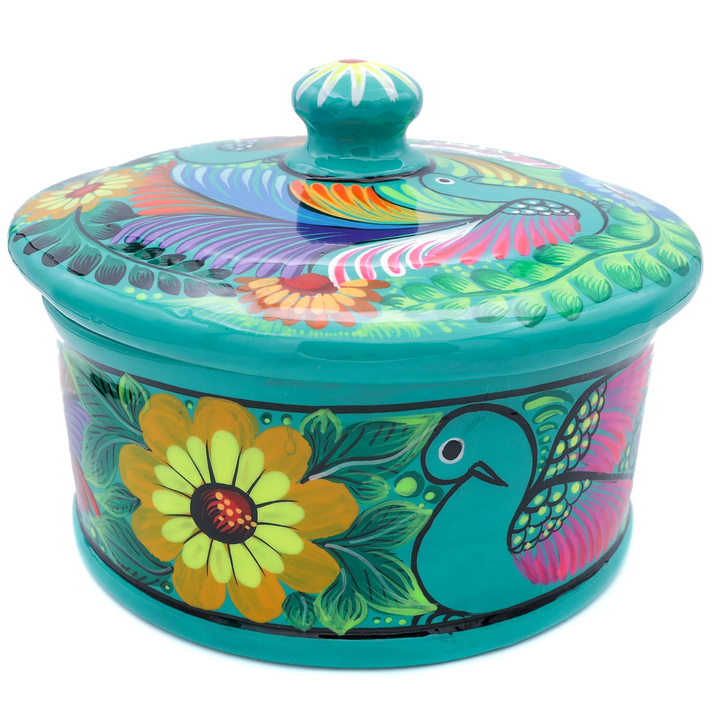 Hand-Painted Xalitla Clay Tortilla Basket - Image 8