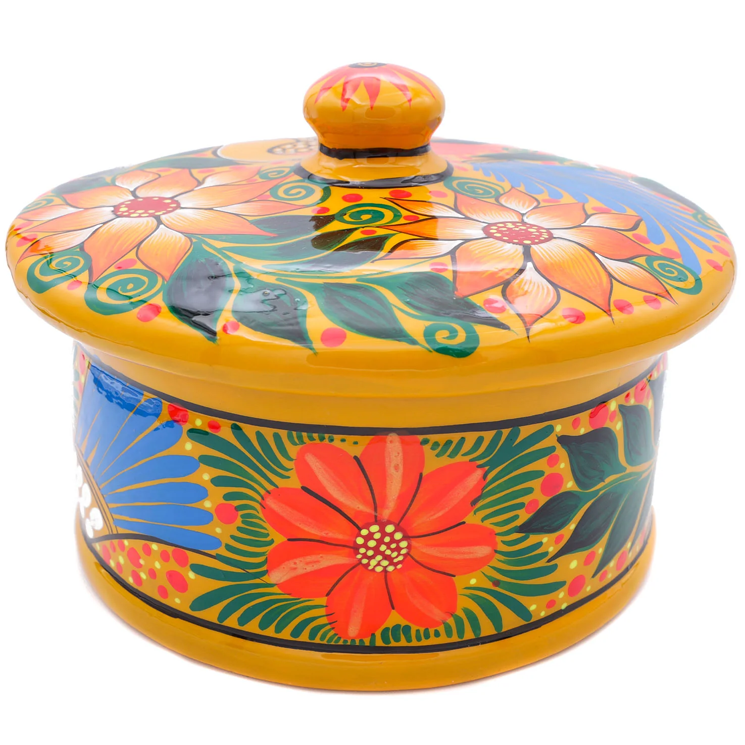 Hand-Painted Xalitla Clay Tortilla Basket - Image 9