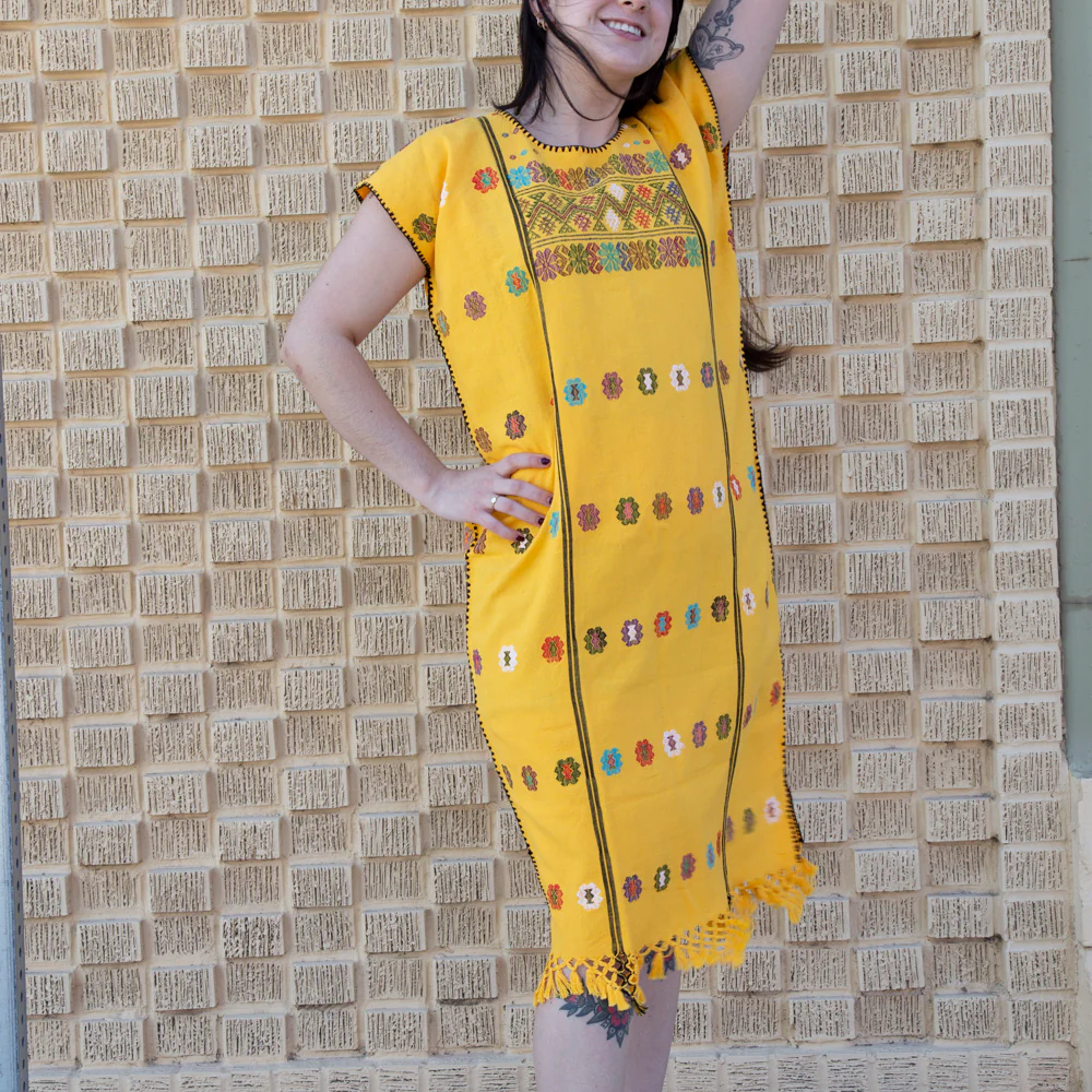 Trenzado Long Huipil de Telar Dress - Image 3