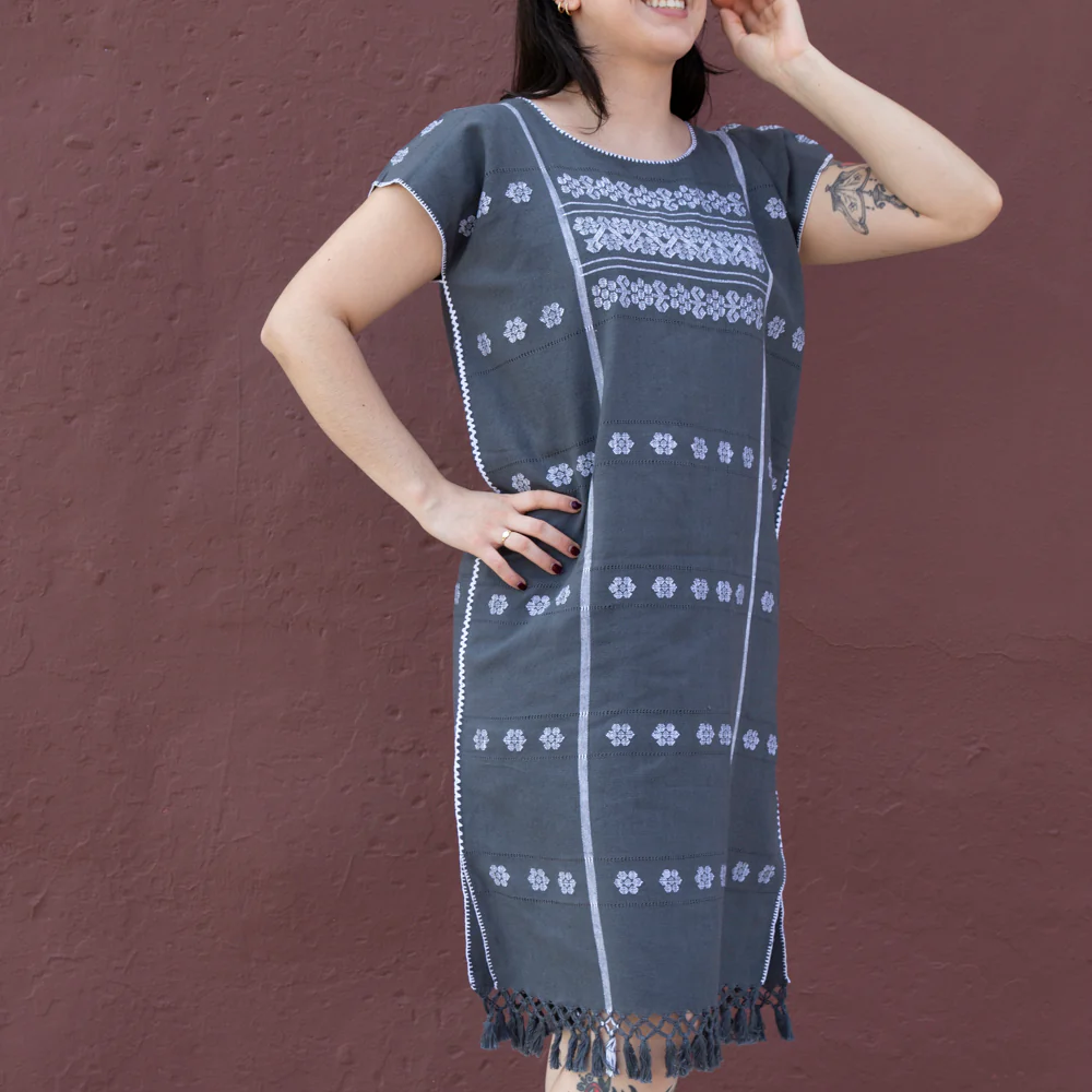 Trenzado Long Huipil de Telar Dress - Image 4