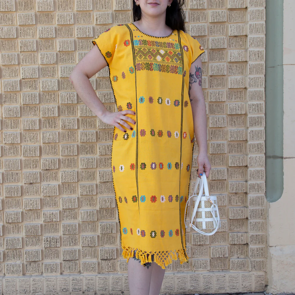 Trenzado Long Huipil de Telar Dress - Image 6