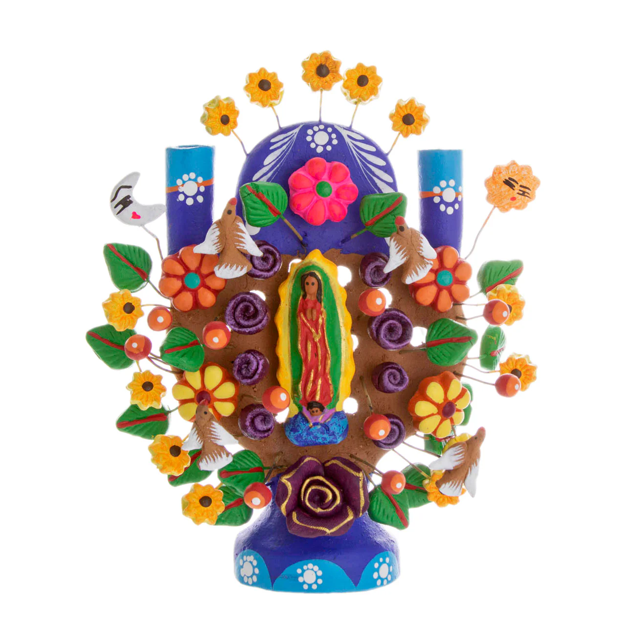 Virgen de Guadalupe Small Tree of Life Clay Sculpture - Image 10