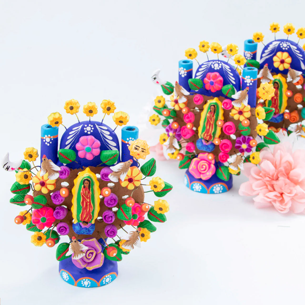 Virgen de Guadalupe Small Tree of Life Clay Sculpture - Image 5