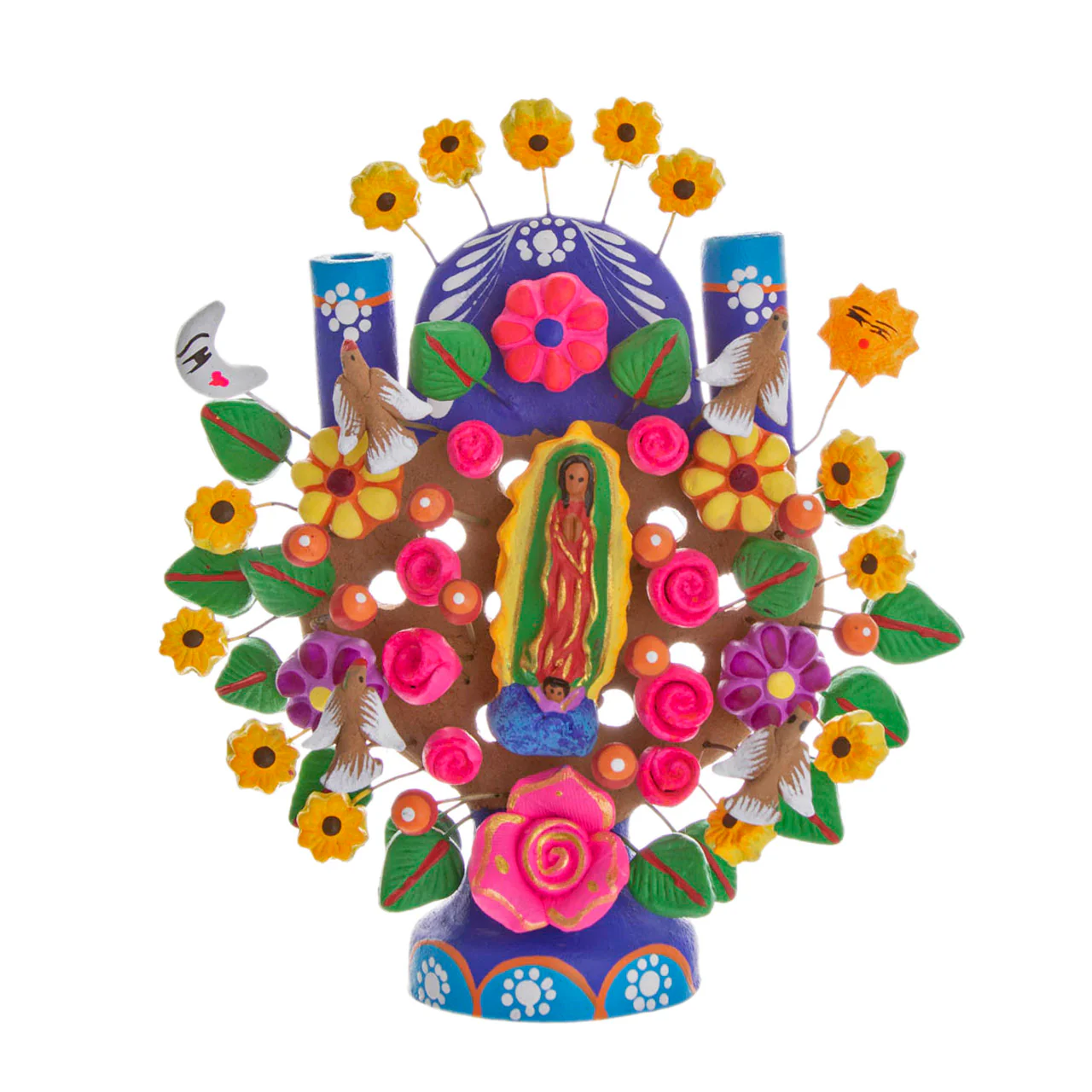 Virgen de Guadalupe Small Tree of Life Clay Sculpture - Image 6