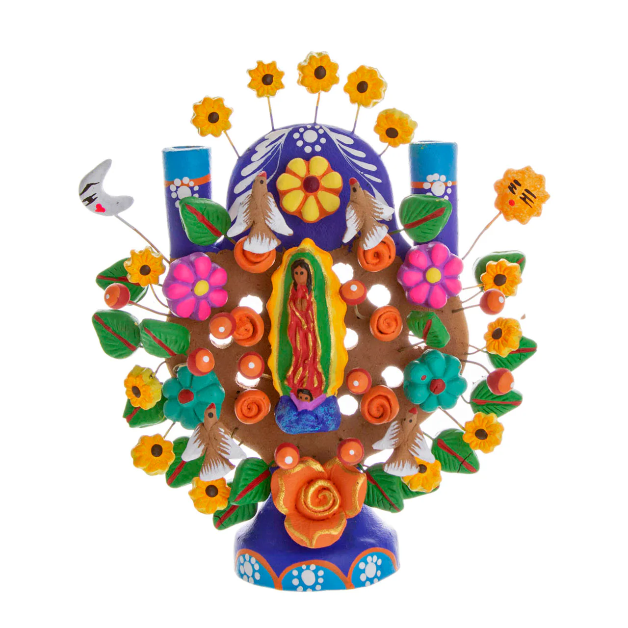 Virgen de Guadalupe Small Tree of Life Clay Sculpture - Image 7