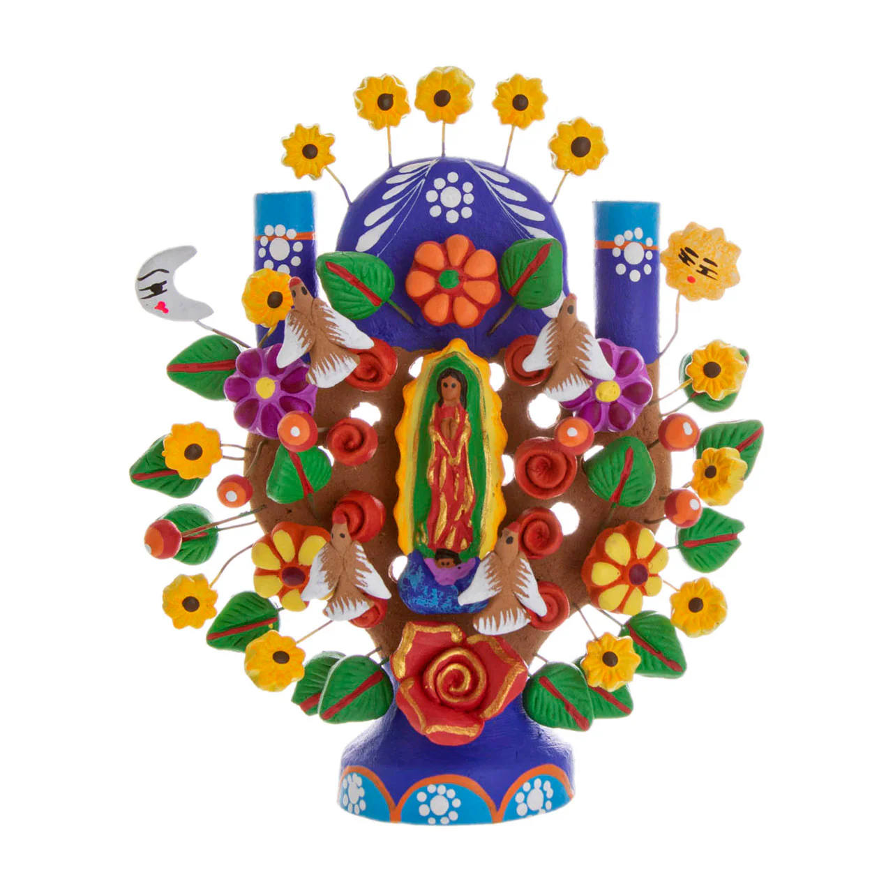 Virgen de Guadalupe Small Tree of Life Clay Sculpture - Image 8