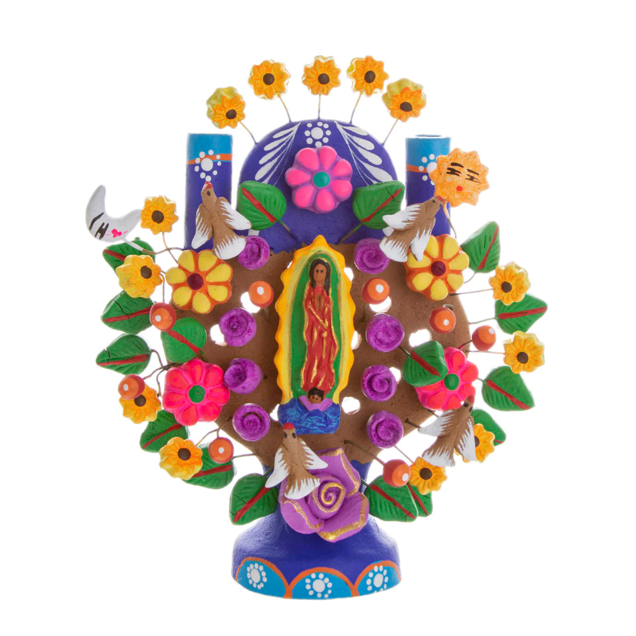 Virgen de Guadalupe Small Tree of Life Clay Sculpture - Image 9