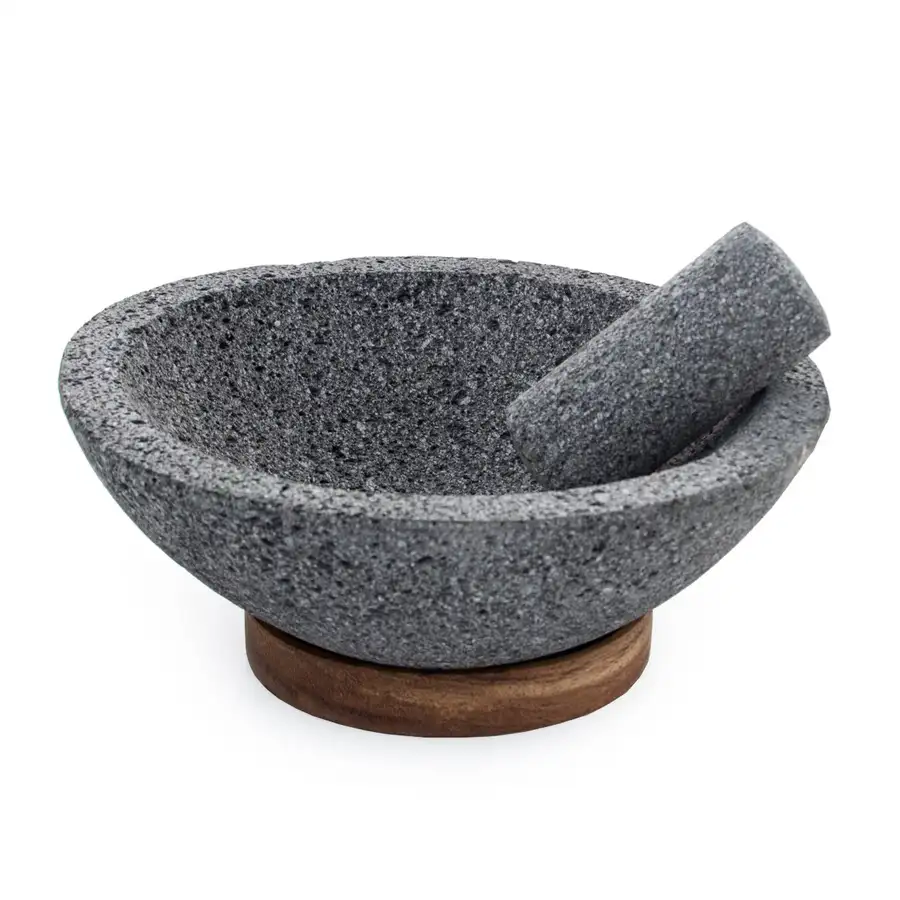 Volcanic Stone Molcajete with Wooden Base - Image 7
