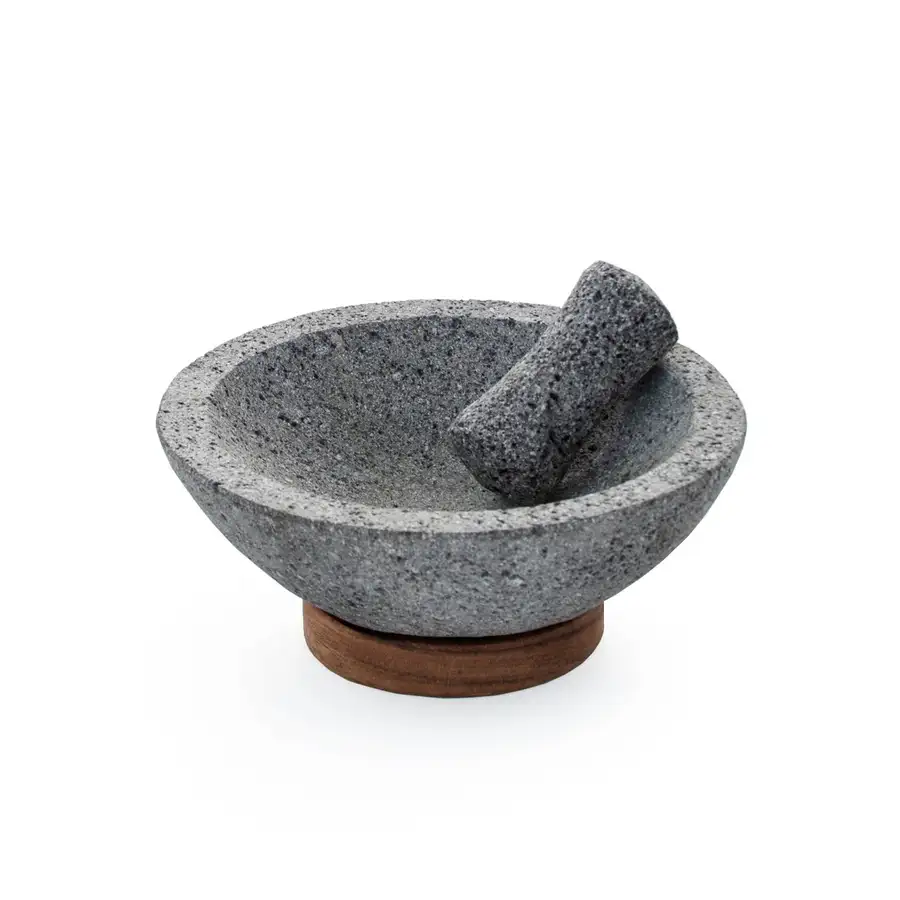 Volcanic Stone Molcajete with Wooden Base - Image 8