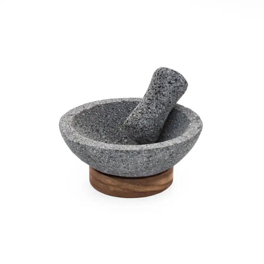 Volcanic Stone Molcajete with Wooden Base - Image 9