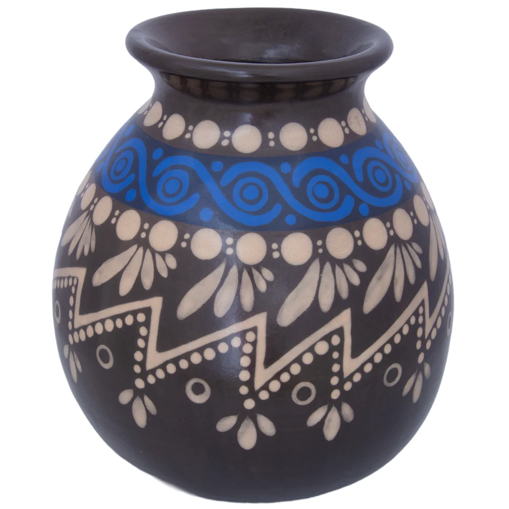 Zinapécuaro Flores Hand-Painted Ceramic Vase - Image 3