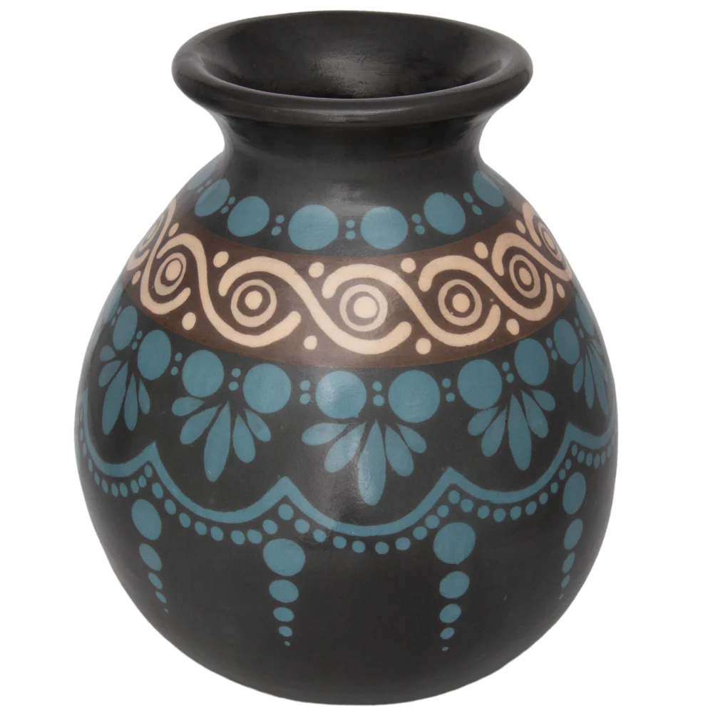 Zinapécuaro Flores Hand-Painted Ceramic Vase - Image 4