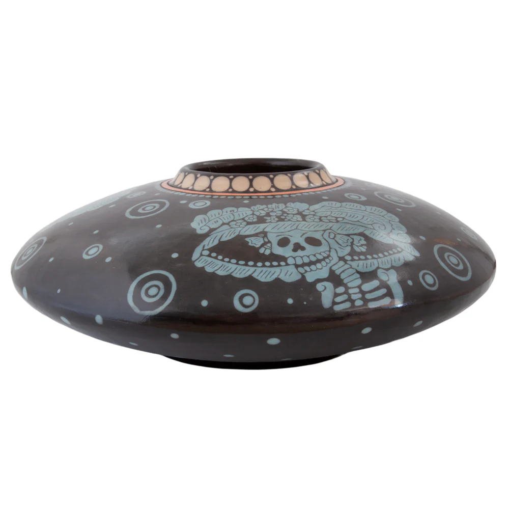 Zinapécuaro Luneta Catrina Ceramic Vase - Image 3