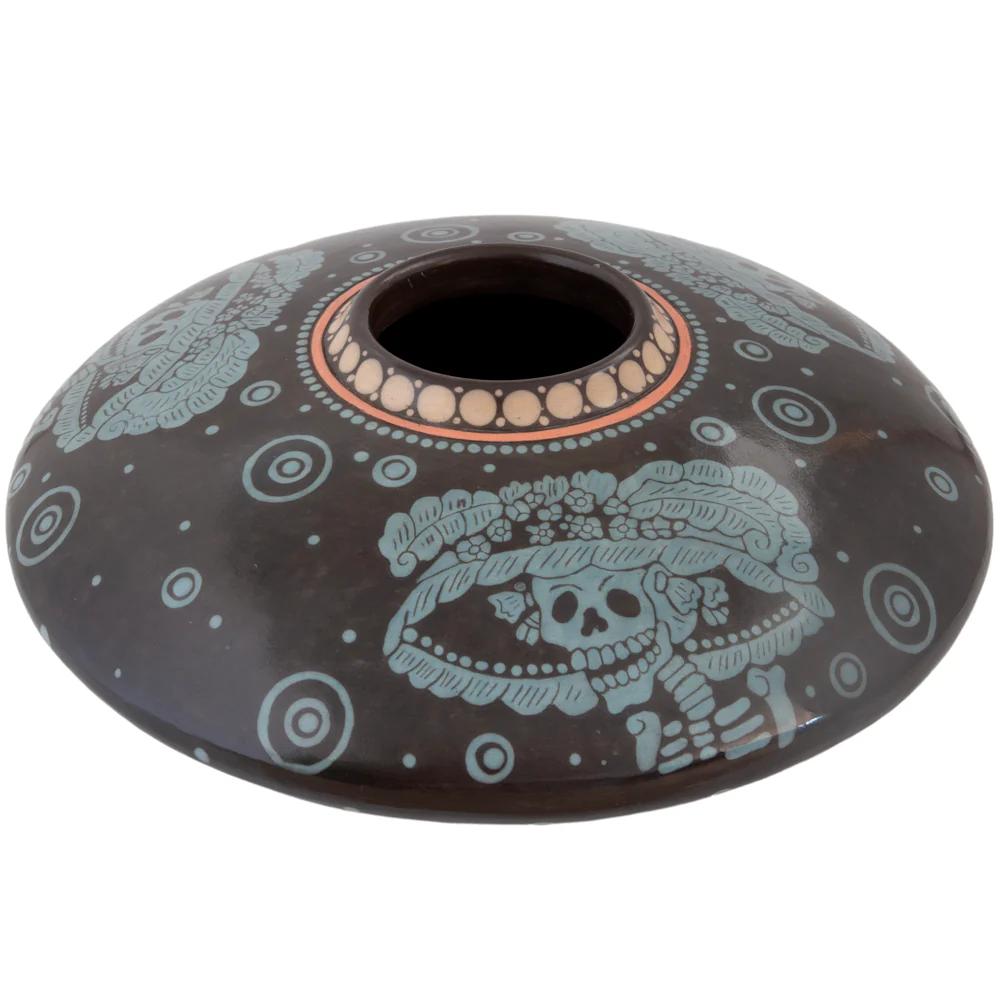 Zinapécuaro Luneta Catrina Ceramic Vase - Image 4