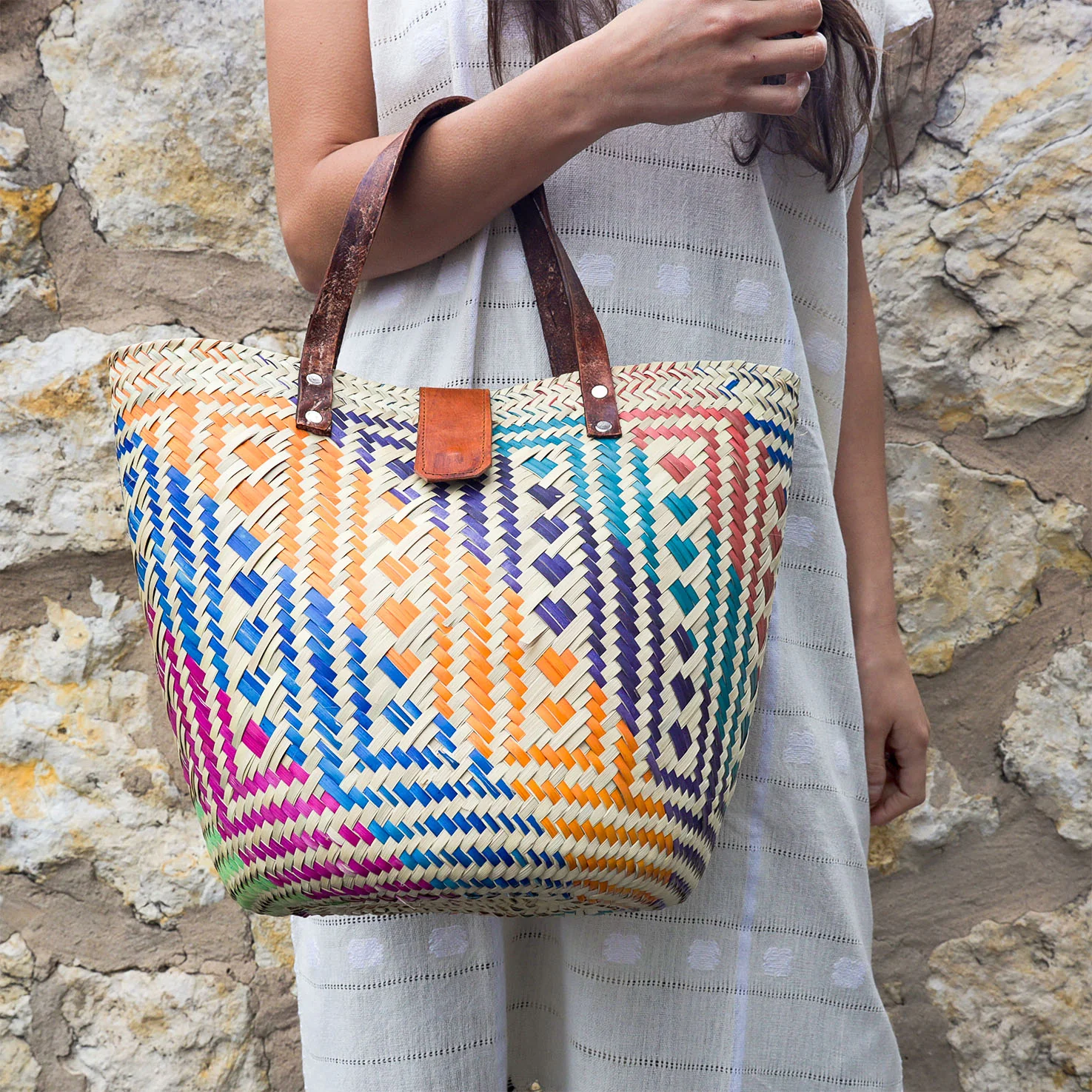 Zipolite Woven Palm Beach Bag Tote - Image 11